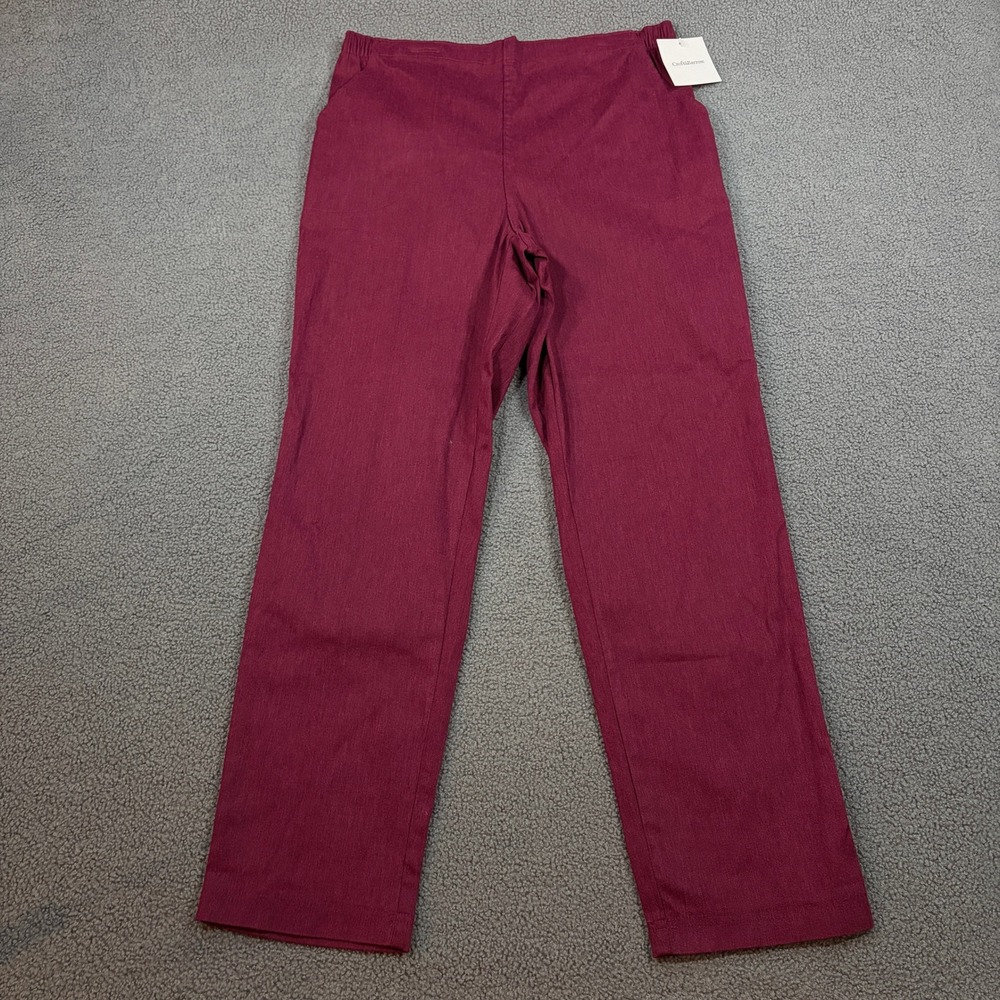 Croft & Barrow Pants Womens Large Red Velvet Stretch Pull On DCB32307HA Casual